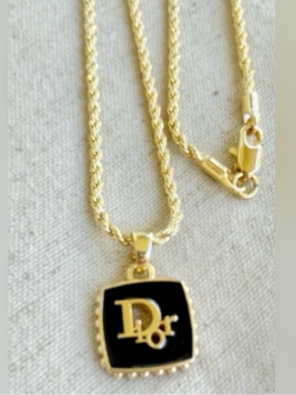 Authentic Dior Square Black Necklace